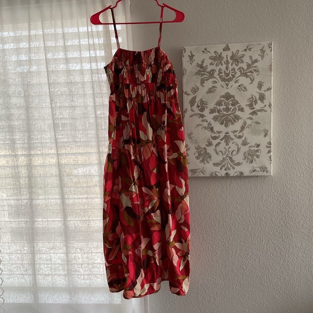 a new day Pink and Red Floral Maxi Sundress